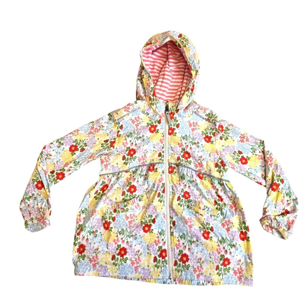Hanna Andersson Girls Floral Hooded Jacket Girl's Size 130 10-12 Lightweight